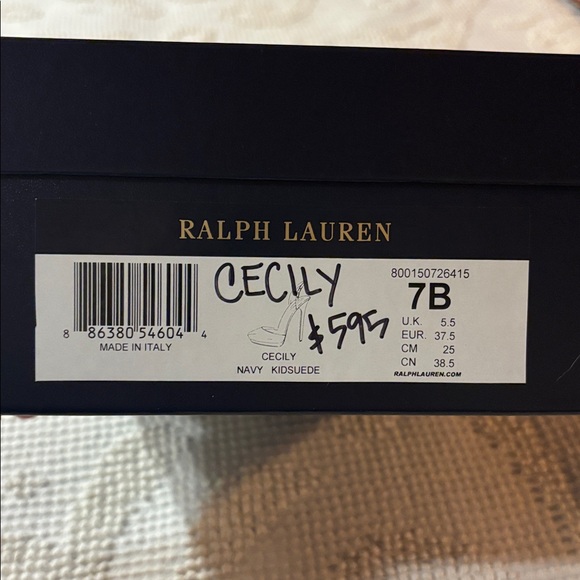 RALPH LAUREN Cecile Navy Kidsuede Heel - 7 - Picture 2 of 9
